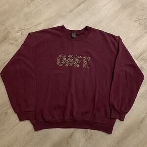 OBEY Worldwide Propaganda Unisex Large L Burgundy Sweatshirt Cheetah Print Logo
